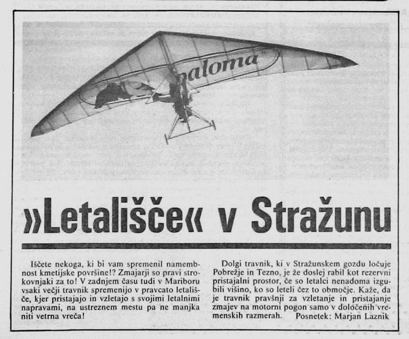 Zmajar v preletu nad Stražunom, oktober 1988