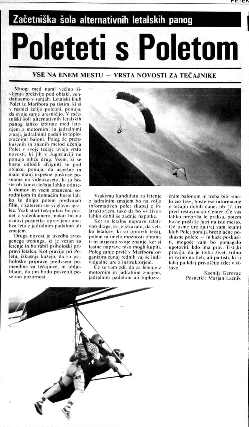 Začetniška šola letalstva v Mariboru, 21. september 1990