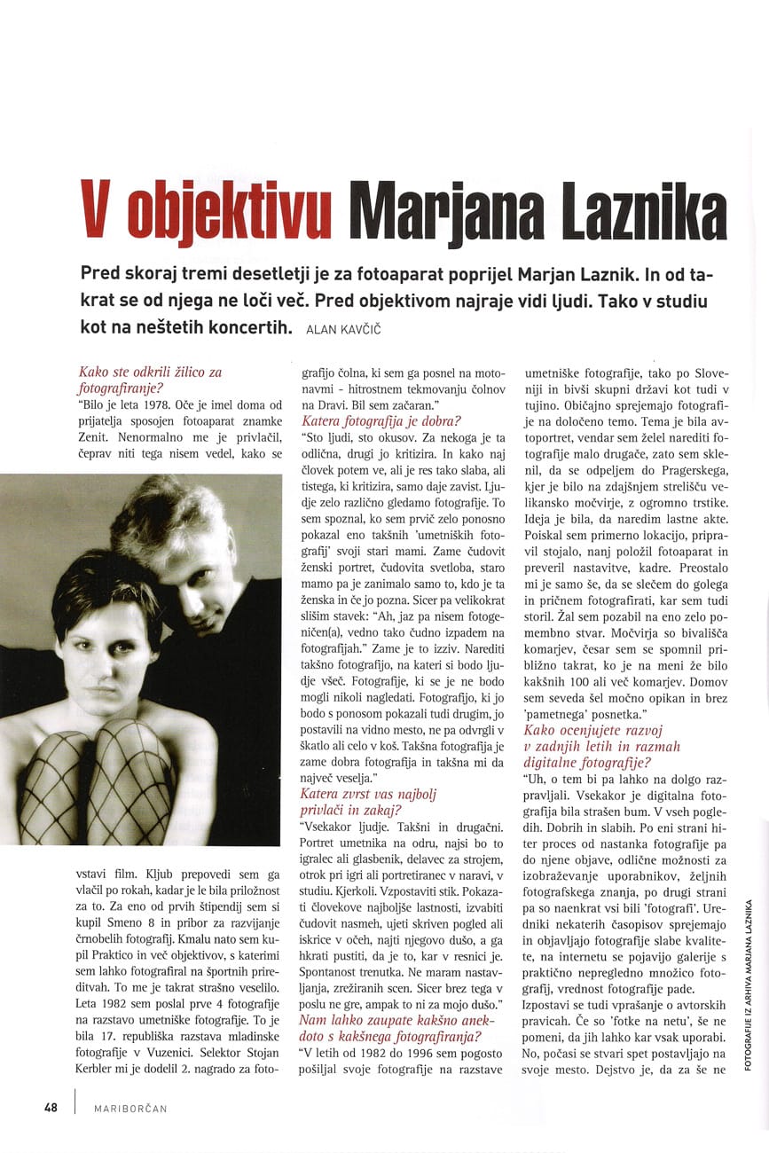 Marjan Laznik, fotografski portret, z retro slogom, v reviji Mariborčan.