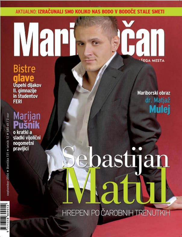 Naslovnica revije Mariborčan iz leta 2006 s portretom Sebastijana Matula v temni obleki in z belim ovratnikom