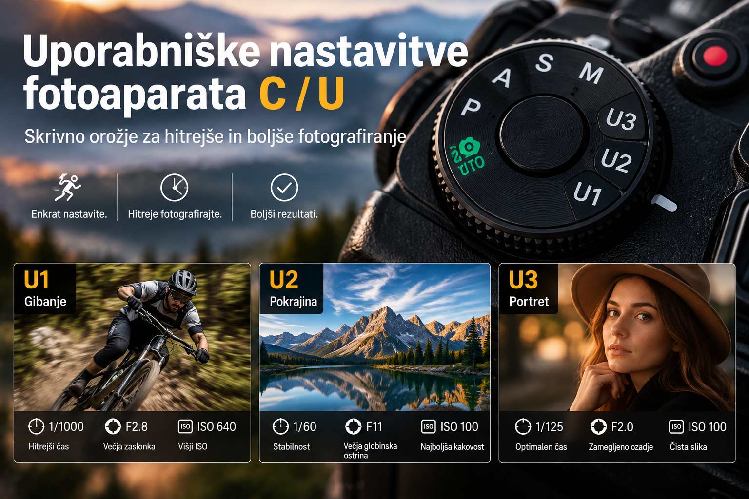 Nastavitve fotoaparata C/U za hitrejše fotografiranje