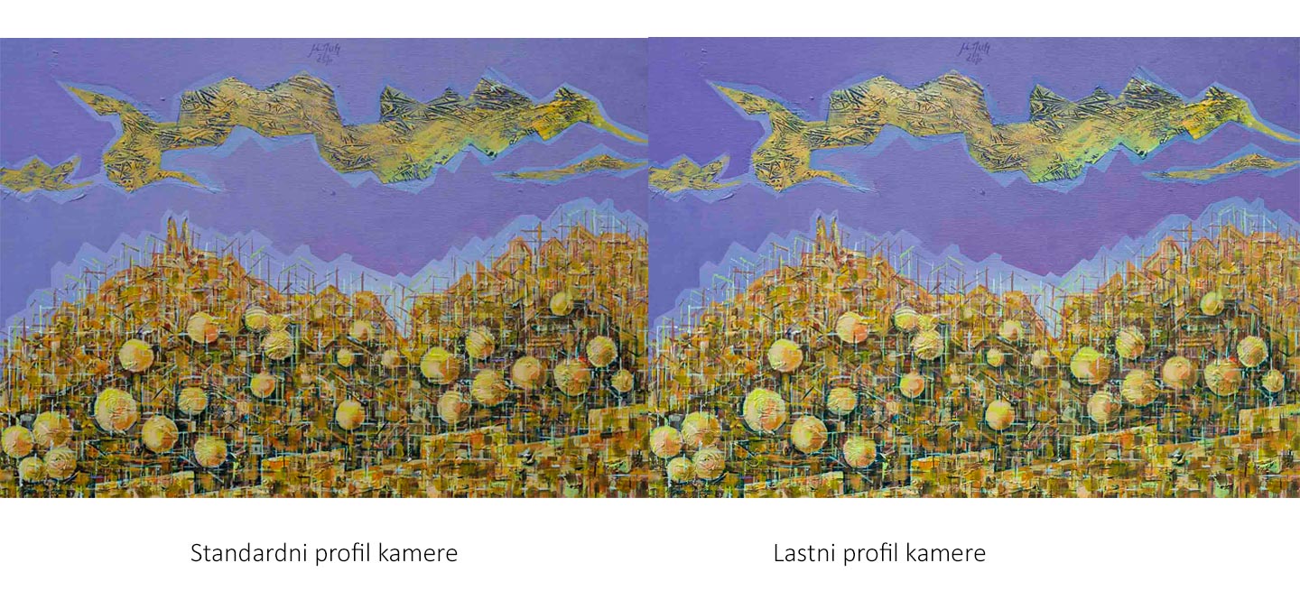 Primerjava profilov kamera standard vs lasten profil na umetniškem delu prof. dr. Matjaža Duha