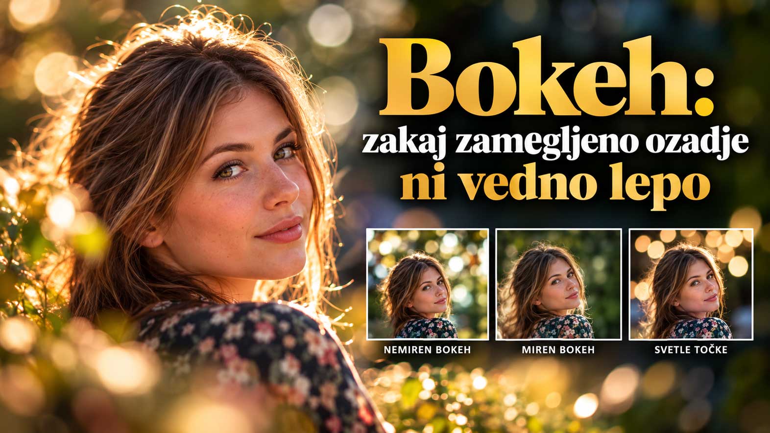 Portret z učinki bokeh zamegljenega ozadja